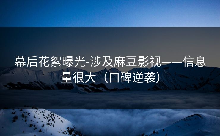 幕后花絮曝光-涉及麻豆影视——信息量很大(口碑逆袭) 幕后花絮曝光-涉及麻豆影视——信息量很大(口碑逆袭)